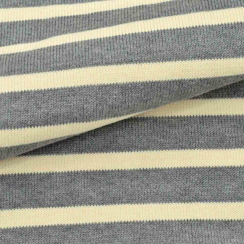 カネルKANELLバスクシャツメンズ長袖ニットソーボナパルトBONAPARTEクルーネックメランジグレー×エクリュボーダーオーガニックコットンヴィンテージリブ国内正規品でらでら公式ブランド