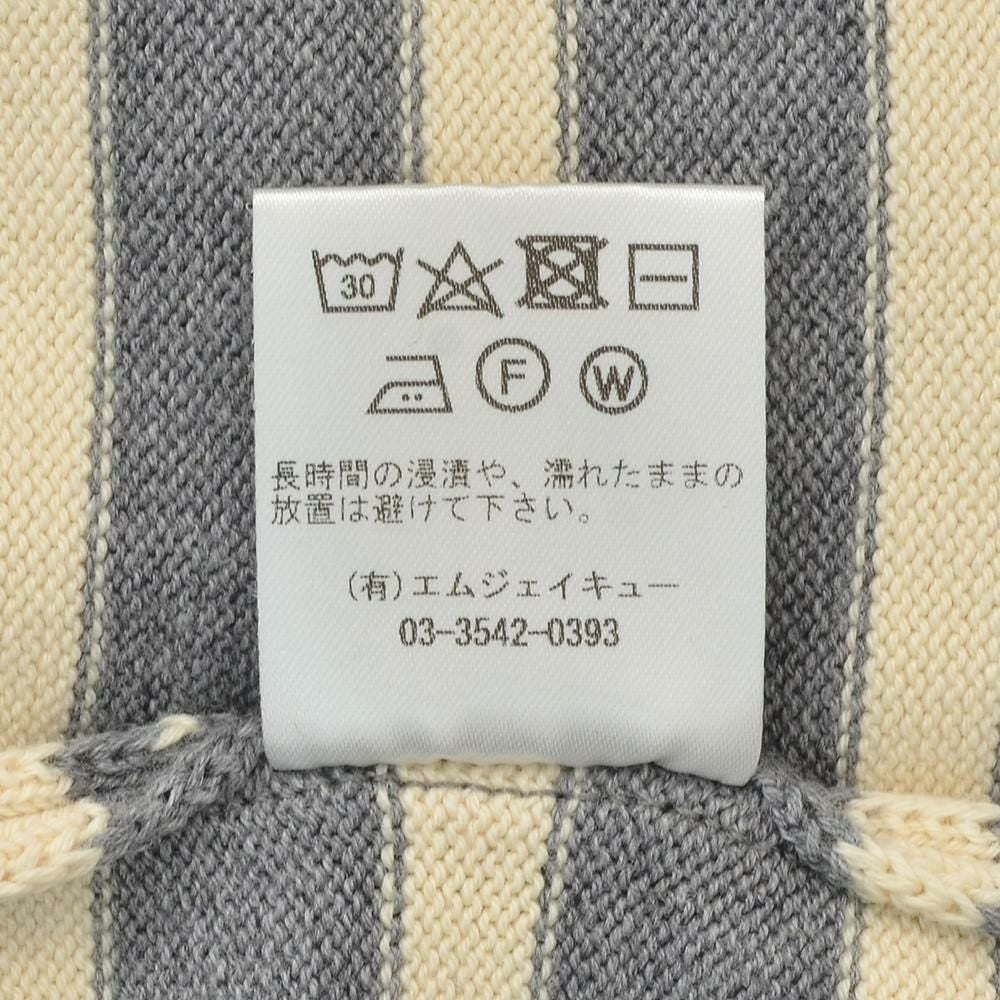 カネルKANELLバスクシャツメンズ長袖ニットソーボナパルトBONAPARTEクルーネックメランジグレー×エクリュボーダーオーガニックコットンヴィンテージリブ国内正規品でらでら公式ブランド