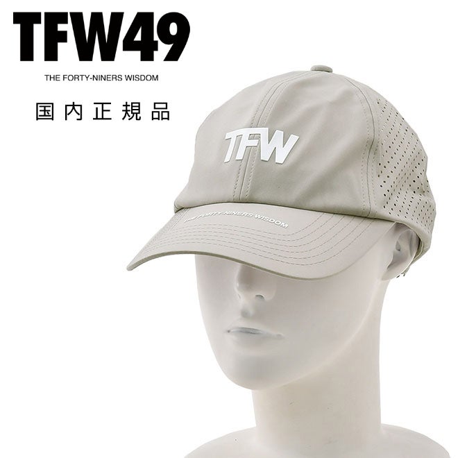 TFW49ティーエフダブリューフォーティーナインベースボールキャップメンズテクニカル帽子パンチングメッシュ6パネルラバーロゴベルクロアジャスター調節ライトグレーゴルフ国内正規品でらでら公式ブランド