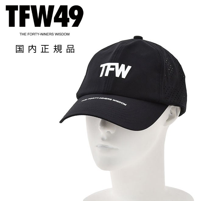 TFW49ティーエフダブリューフォーティーナインベースボールキャップメンズテクニカル帽子パンチングメッシュ6パネルラバーロゴベルクロアジャスター調節ブラック黒ゴルフ国内正規品でらでら公式ブランド