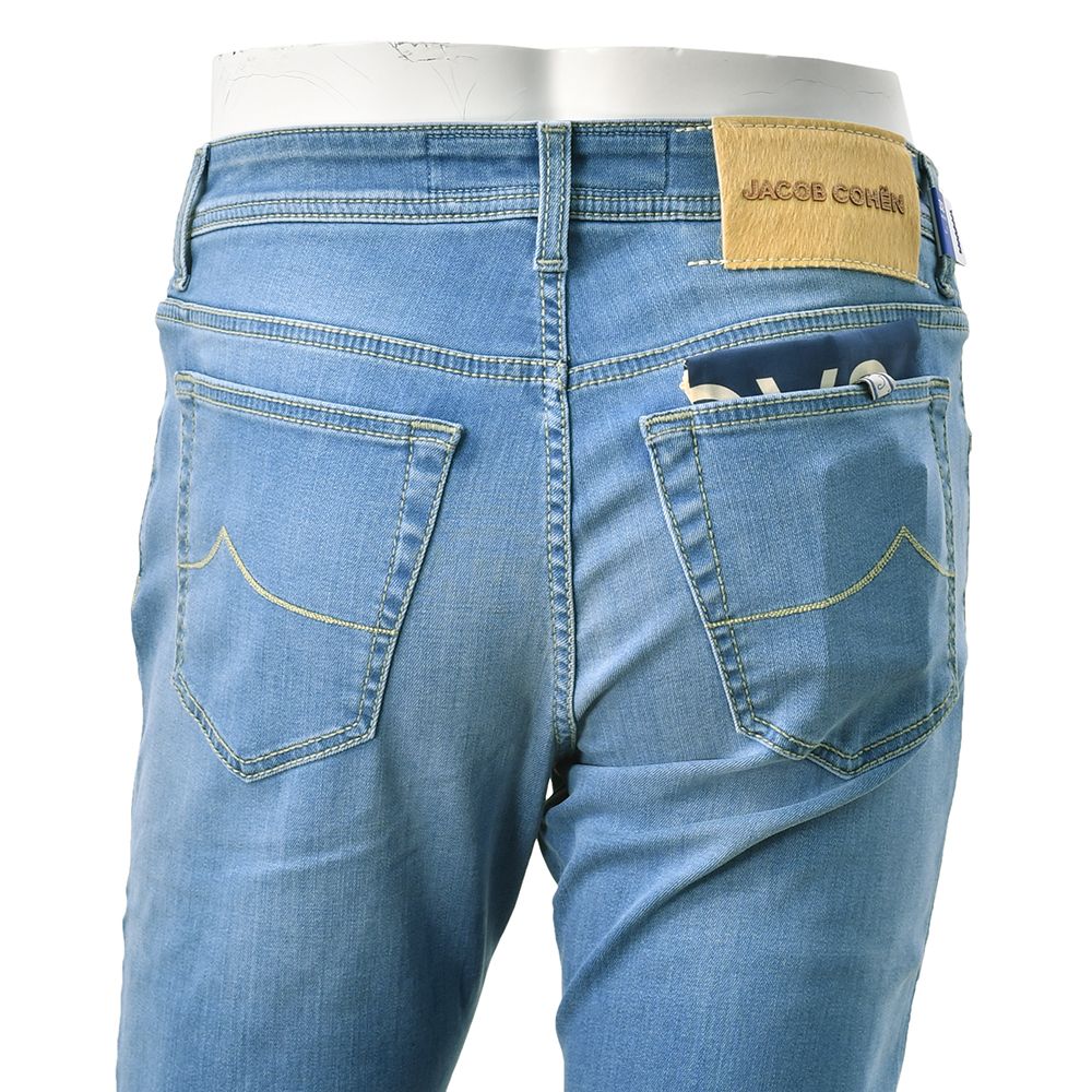 【preSALE!20%off】ヤコブコーエンJACOBCOHENデニムパンツメンズストレッチジーンズBARDバードモデルライトブルーウォッシュスリムストレートハラコバックパッチヴィンテージ加工国内正規品でらでら公式ブランド
