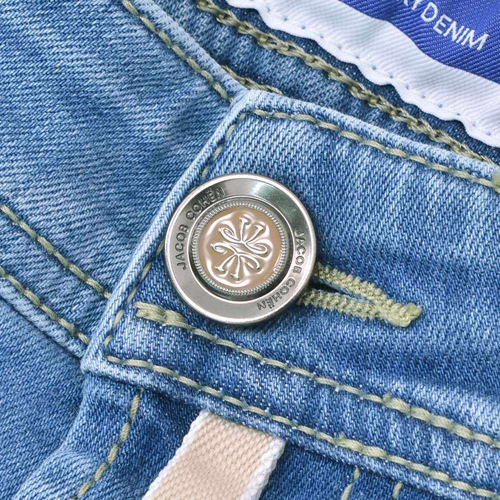 【preSALE!20%off】ヤコブコーエンJACOBCOHENデニムパンツメンズストレッチジーンズBARDバードモデルライトブルーウォッシュスリムストレートハラコバックパッチヴィンテージ加工国内正規品でらでら公式ブランド