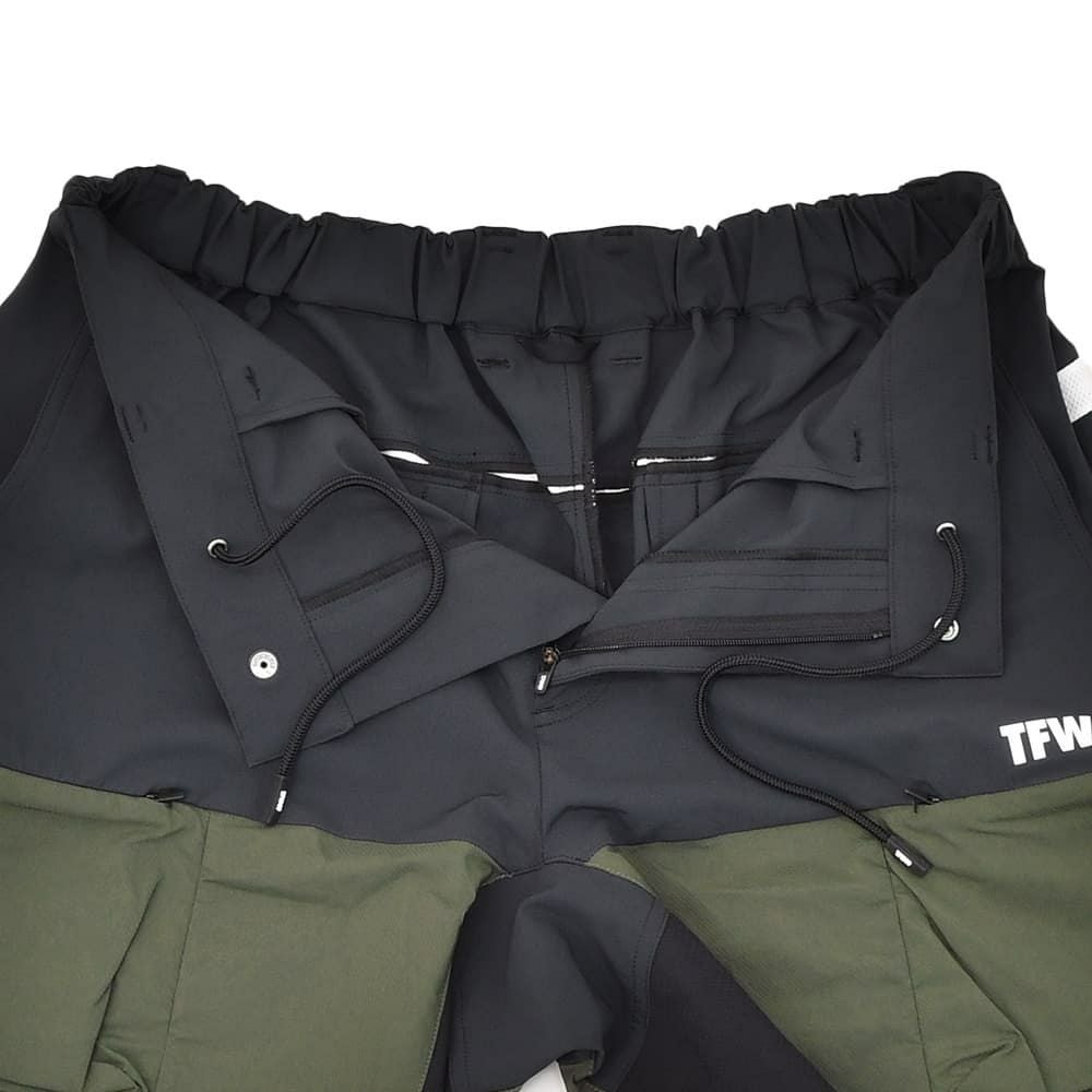 TFW49ティーエフダブリューフォーティーナインカーゴショーツメンズ半袖切り替えデザインブラック×カーキポリエステル吸水速乾接触冷感UVカット国内正規品でらでら公式ブランド