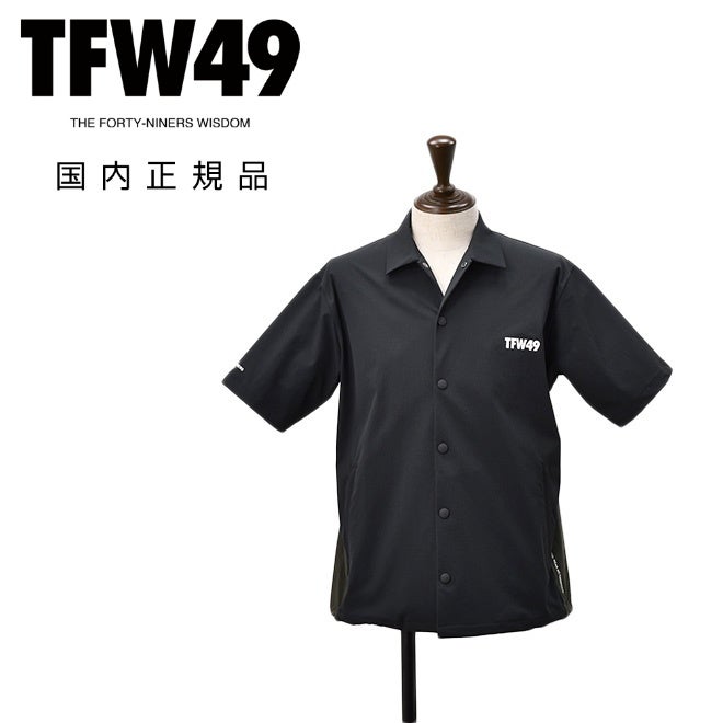 TFW49ティーエフダブリューフォーティーナインコーチシャツメンズ半袖切り替えデザインブラック×カーキポリエステル吸水速乾接触冷感UVカット国内正規品でらでら公式ブランド