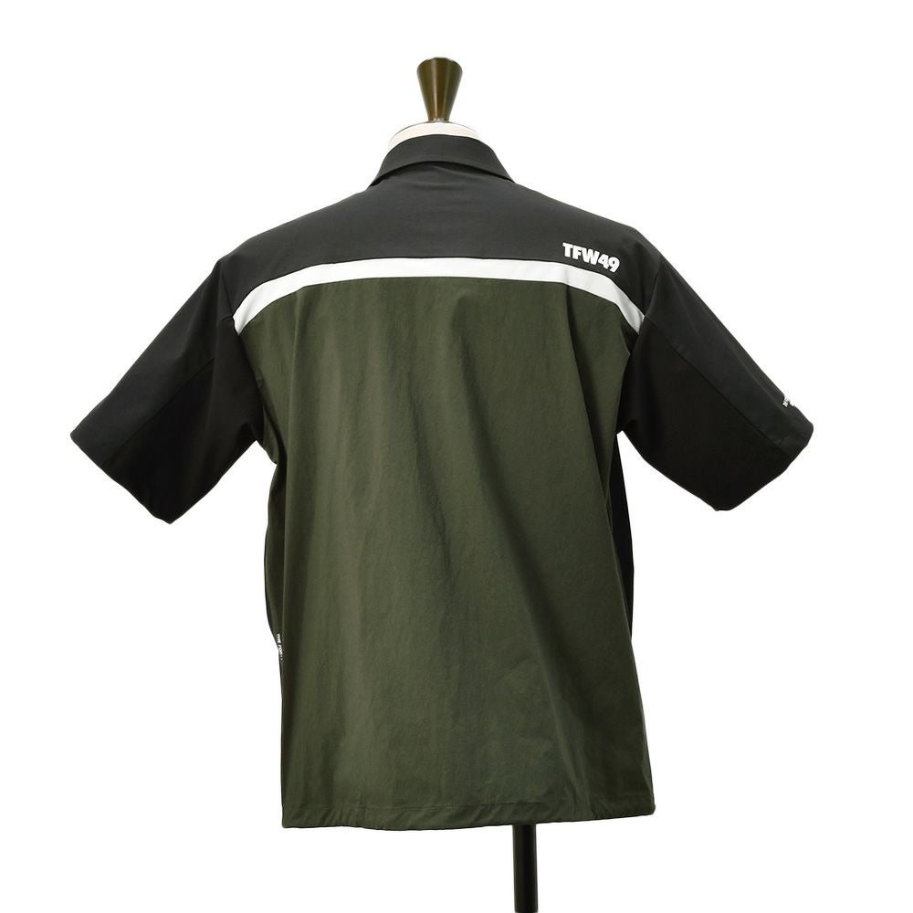 TFW49ティーエフダブリューフォーティーナインコーチシャツメンズ半袖切り替えデザインブラック×カーキポリエステル吸水速乾接触冷感UVカット国内正規品でらでら公式ブランド