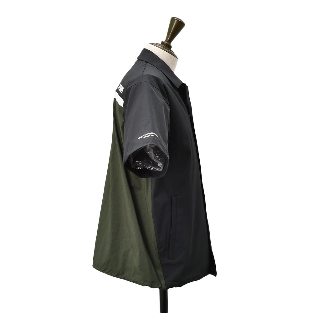 TFW49ティーエフダブリューフォーティーナインコーチシャツメンズ半袖切り替えデザインブラック×カーキポリエステル吸水速乾接触冷感UVカット国内正規品でらでら公式ブランド