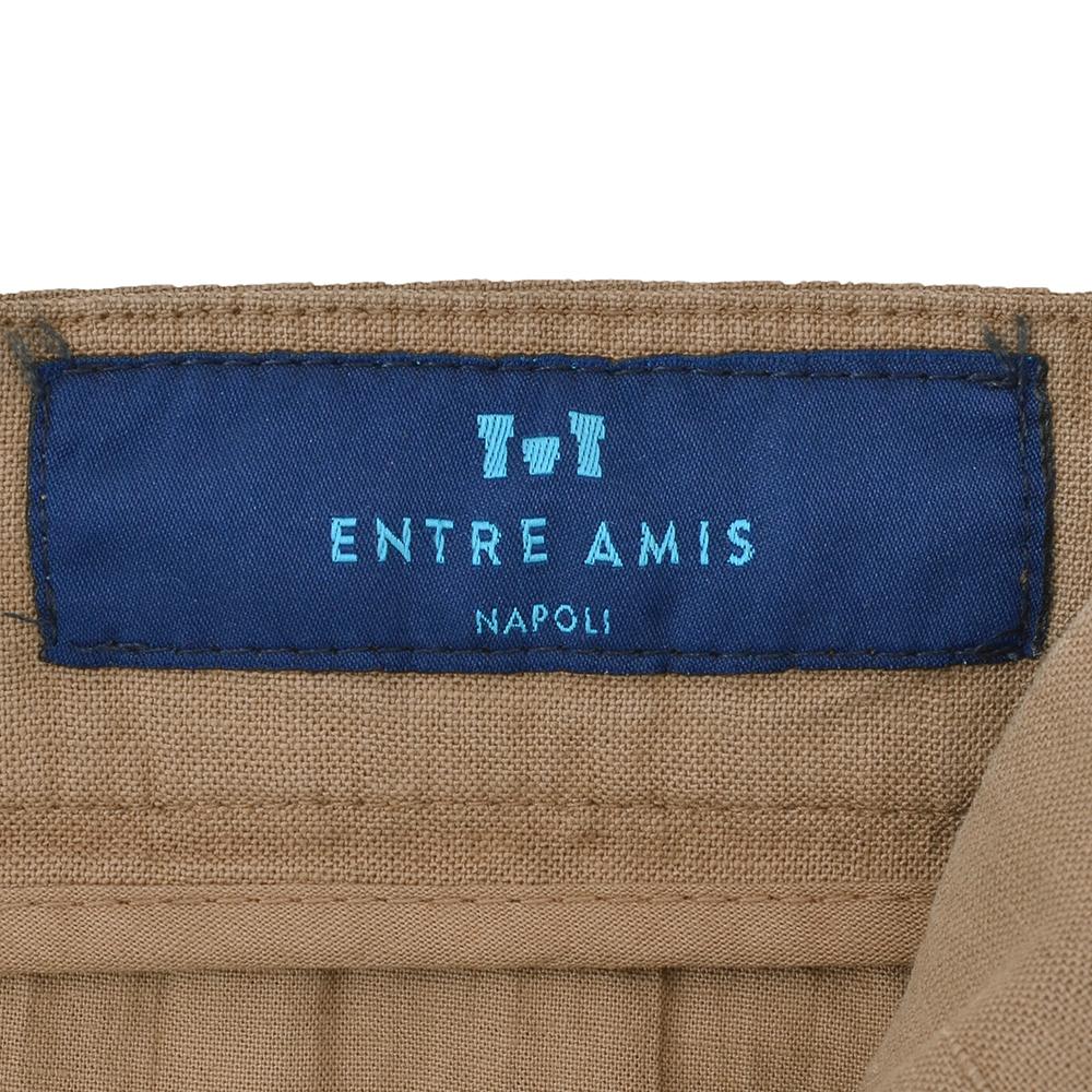 アントレアミENTREAMIS微ストレッチパンツメンズ8188モデルリネンコットンブラウンクロップド丈スリムテーパード薄手国内正規品でらでら公式ブランド