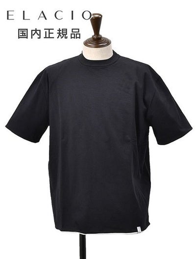 エラシオELACIOリバーシブルTシャツメンズ半袖クルーネックカットソーコットンスムースジャージーブラック×ホワイト黒×白無地デザインレギュラーシルエット国内正規品でらでら公式ブランド