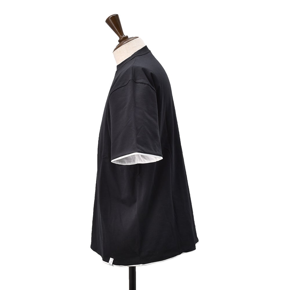 エラシオELACIOリバーシブルTシャツメンズ半袖クルーネックカットソーコットンスムースジャージーブラック×ホワイト黒×白無地デザインレギュラーシルエット国内正規品でらでら公式ブランド