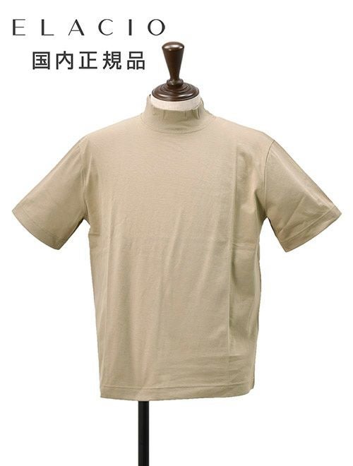 エラシオ ELACIO モックネックカットソー メンズ 長袖Tシャツ コットン
