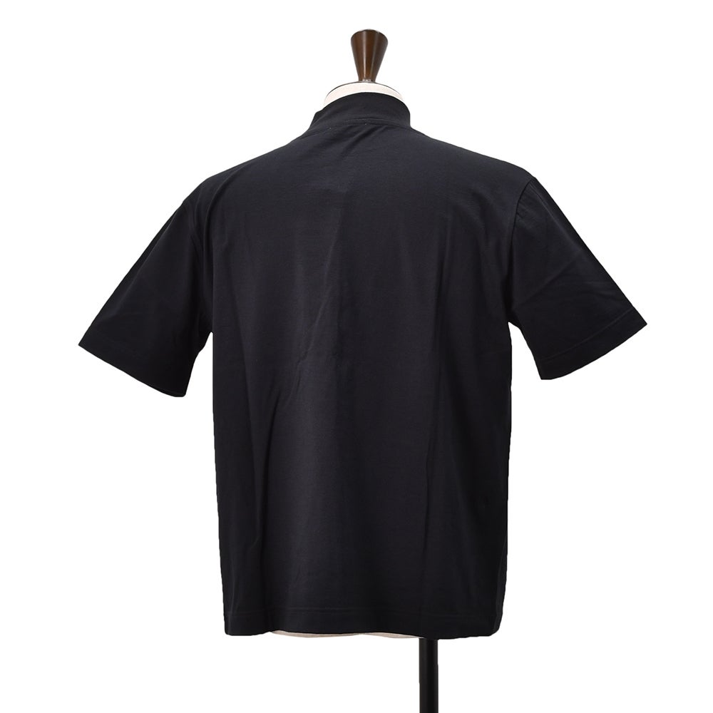 エラシオELACIOモックネック半袖Tシャツメンズショートスリーブカットソーコットンスムースジャージーブラック黒無地デザインレギュラーシルエット国内正規品でらでら公式ブランド