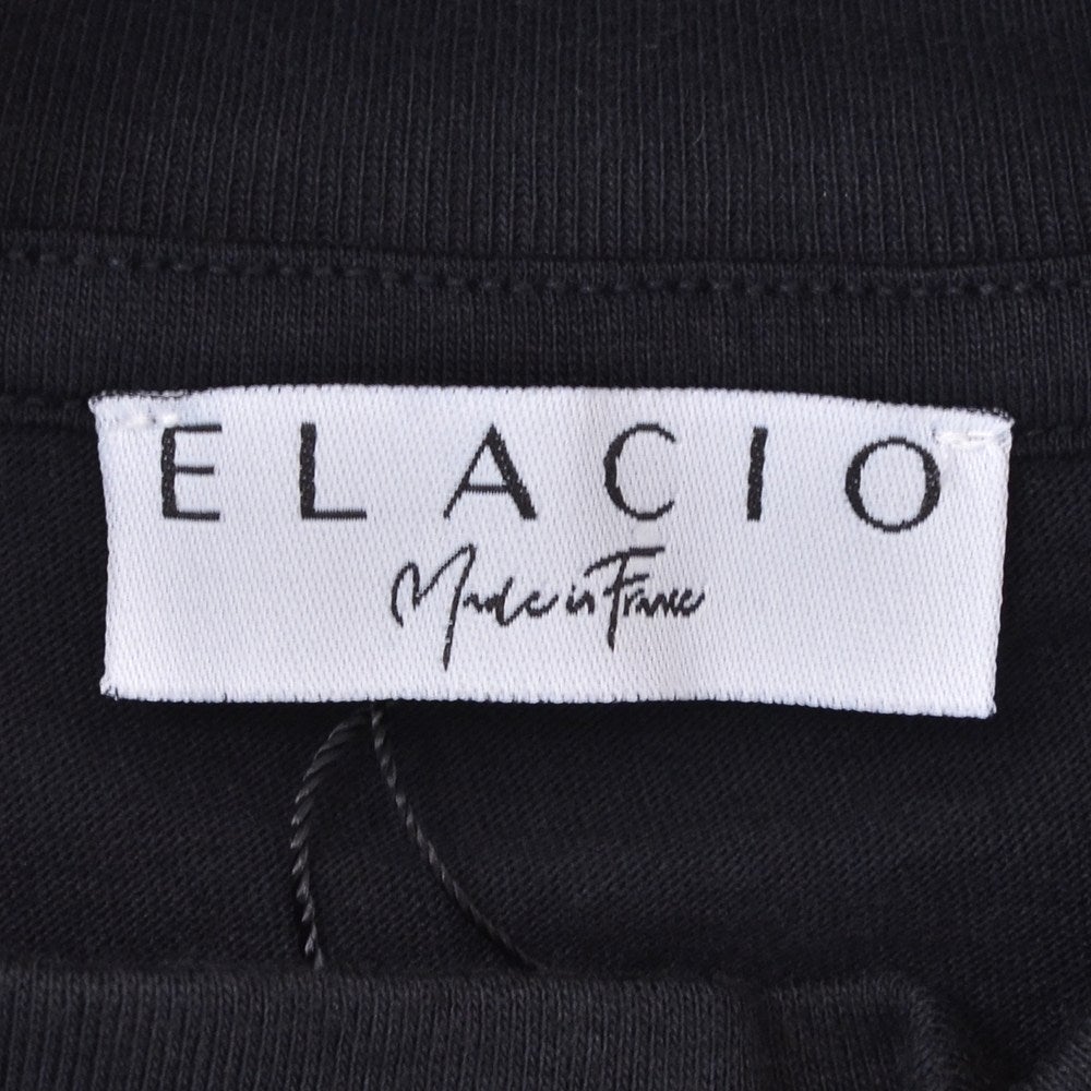 エラシオELACIOモックネック半袖Tシャツメンズショートスリーブカットソーコットンスムースジャージーブラック黒無地デザインレギュラーシルエット国内正規品でらでら公式ブランド