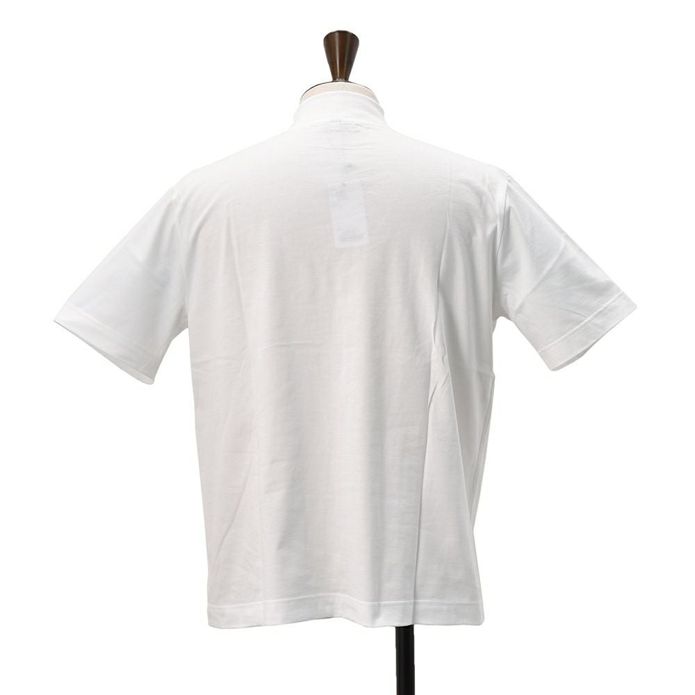 エラシオELACIOモックネック半袖Tシャツメンズショートスリーブカットソーコットンスムースジャージーホワイト白無地デザインレギュラーシルエット国内正規品でらでら公式ブランド