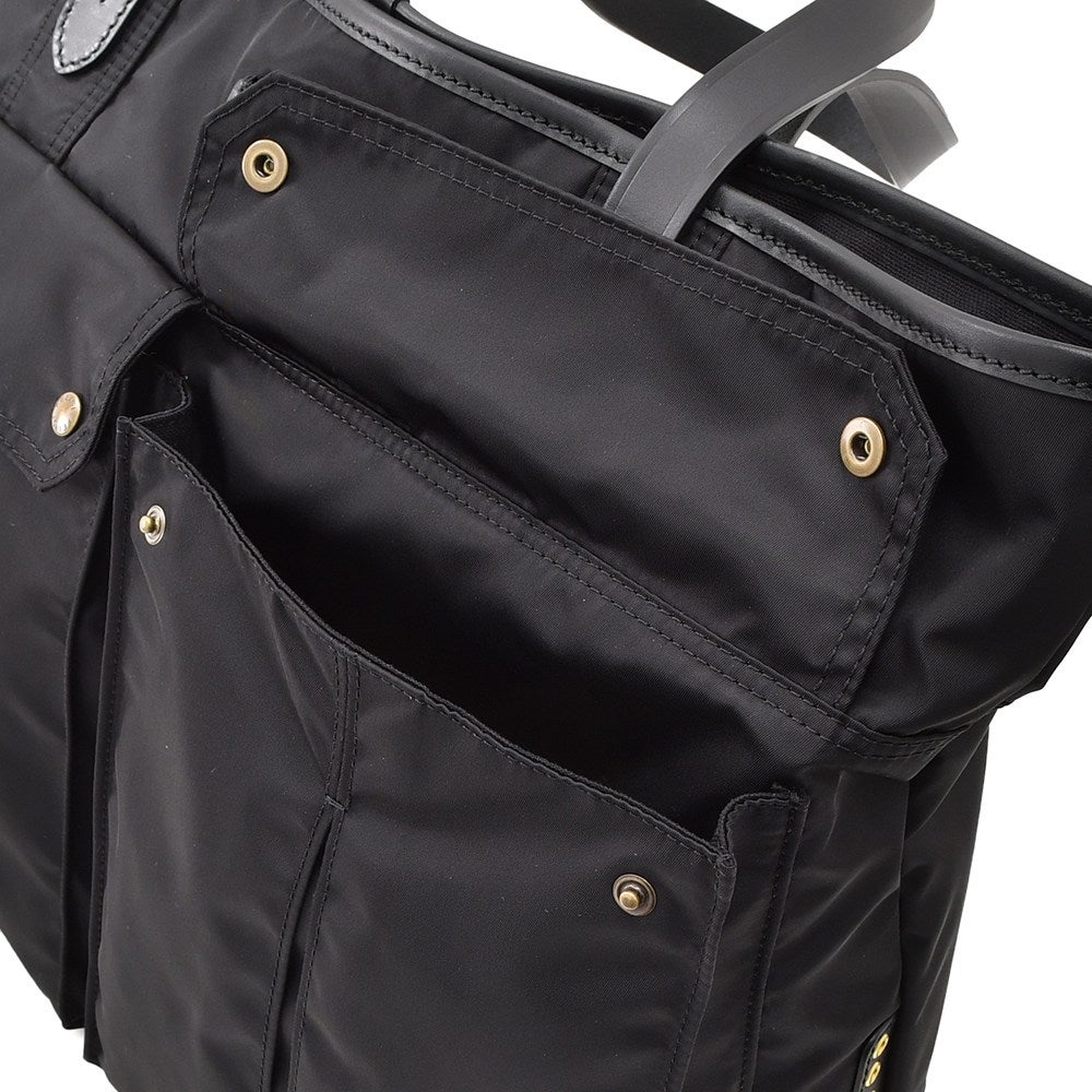 フェリージfelisiトートバッグメンズビッグスクエアフォルム23/3/1/DSシルキーナイロン×レザーブラック黒インバーテッドプリーツポケット1室構造男女兼用国内正規品でらでら公式ブランド