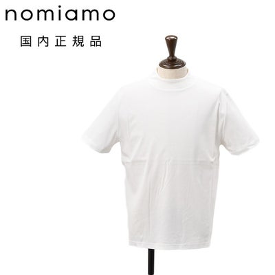 ノミアモnomiamoモックネックTシャツメンズ半袖カットソースーピマコットンホワイト白ハイゲージレギュラーシルエット裾スリットボックスカット日本製国内正規品でらでら公式ブランド