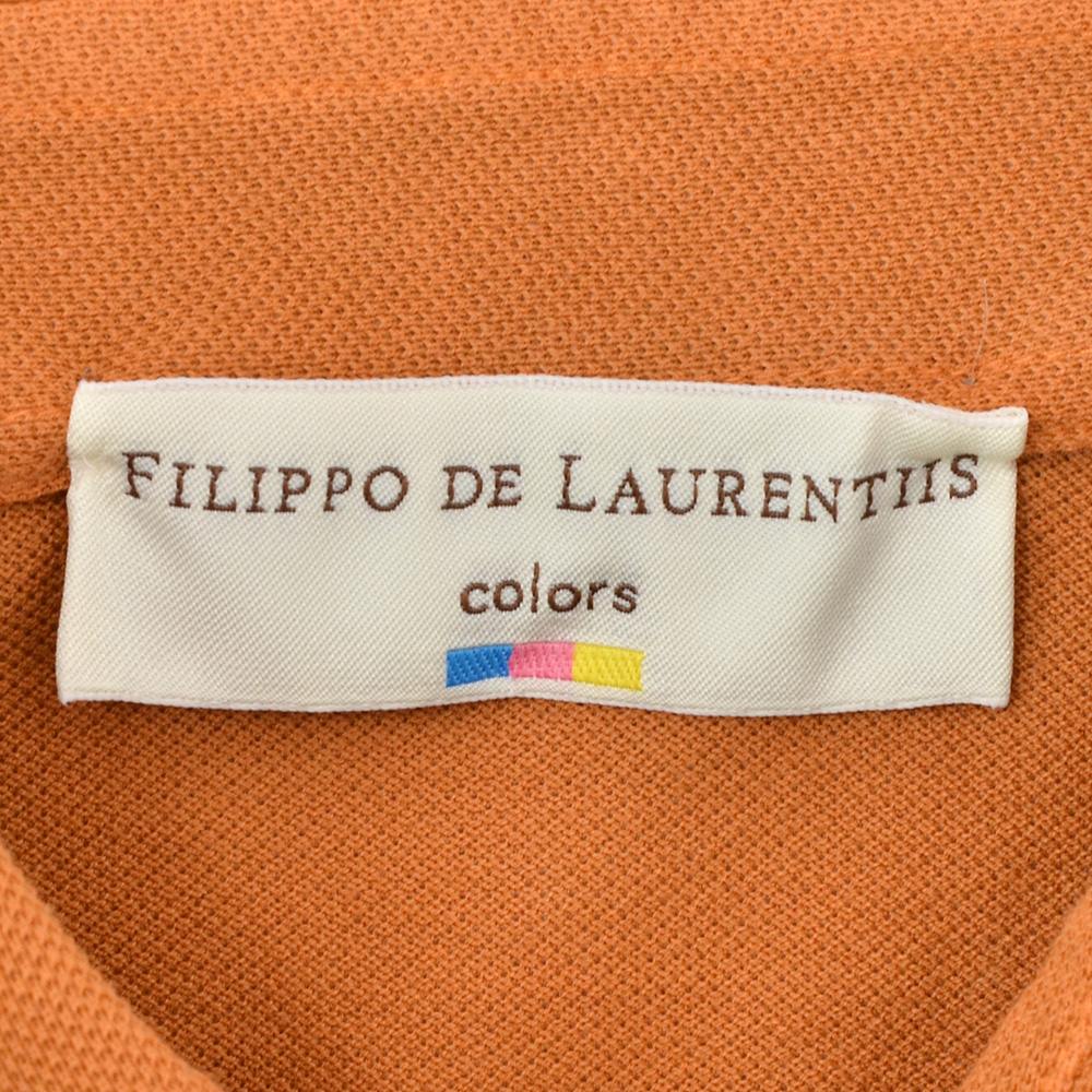 フィリッポデローレンティスFILIPPODELAURENTIISポロシャツメンズ鹿の子オレンジコットンピケ半袖3つボタン国内正規品でらでら公式ブランド