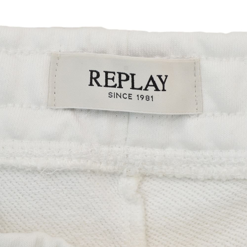 リプレイREPLAYイージーショーツメンズM9032ハーフパンツホワイト白コットンスウェットレギュラーシルエット国内正規品でらでら公式ブランド