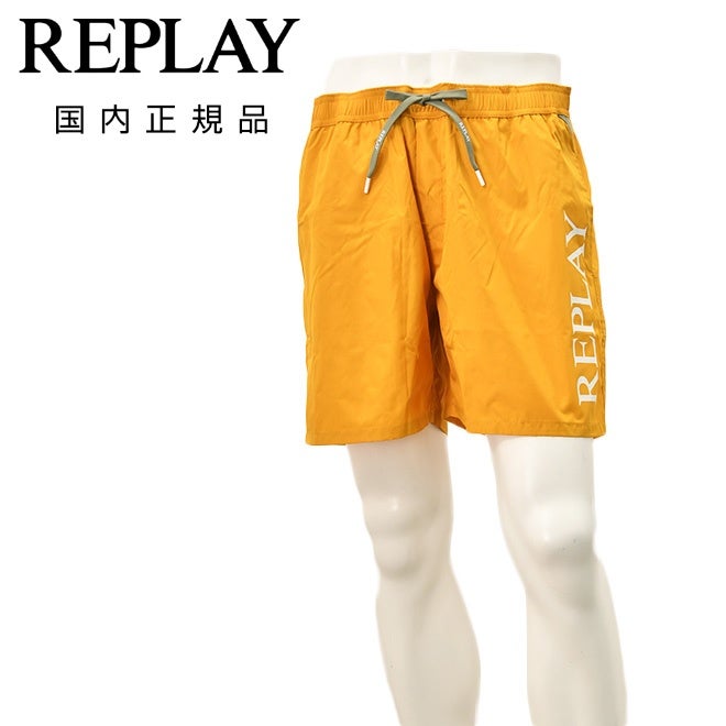 【返品交換不可】リプレイREPLAYスイムショーツメンズLM1145水着オレンジポリエステルショート丈国内正規品でらでら公式ブランド