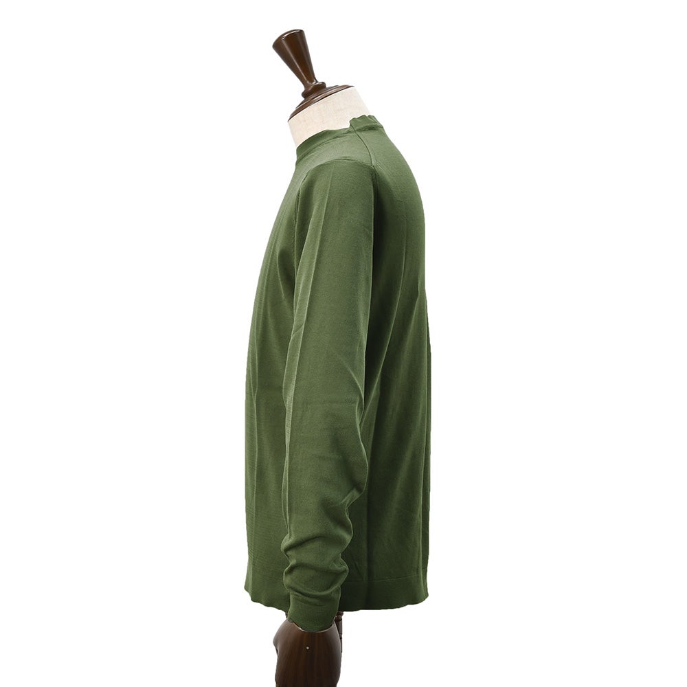 【ポイント8倍7/119:59まで】フィリッポデローレンティスFILIPPODELAURENTIIS長袖ニットソーメンズサマーニットクルーネック仕様クレープコットンオリーブグリーン14ゲージスリムフィット国内正規品でらでら公式ブランド