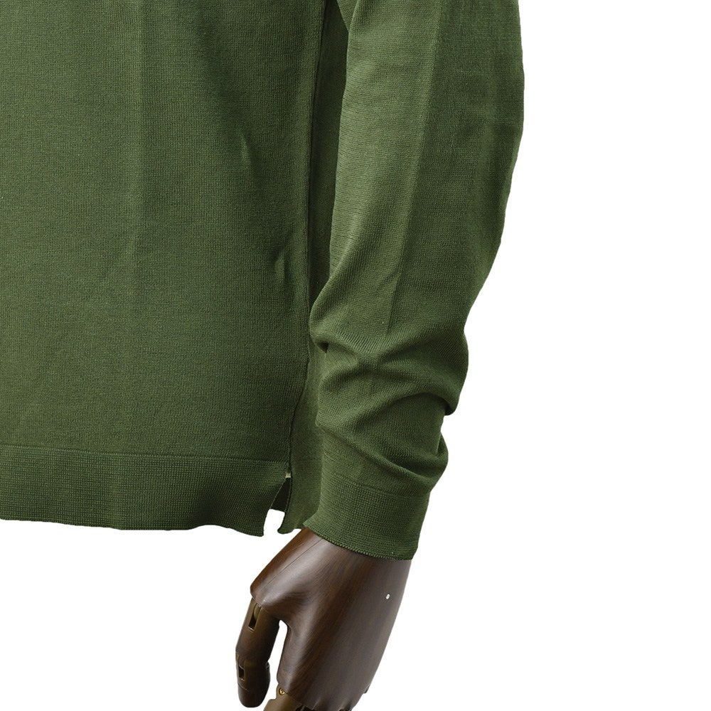 【ポイント8倍7/119:59まで】フィリッポデローレンティスFILIPPODELAURENTIIS長袖ニットソーメンズサマーニットクルーネック仕様クレープコットンオリーブグリーン14ゲージスリムフィット国内正規品でらでら公式ブランド