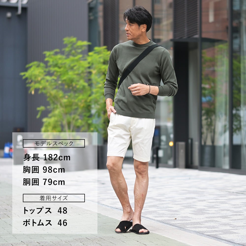 【ポイント8倍7/119:59まで】フィリッポデローレンティスFILIPPODELAURENTIIS長袖ニットソーメンズサマーニットクルーネック仕様クレープコットンオリーブグリーン14ゲージスリムフィット国内正規品でらでら公式ブランド