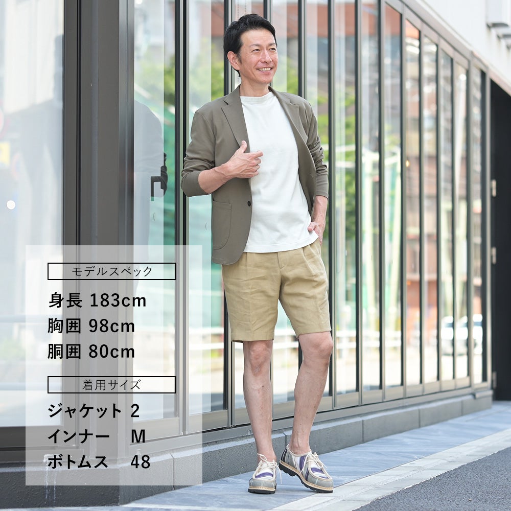 【preSALE!20%off】ノミアモnomiamoカジュアルジャケットメンズ2つ釦シングルフロントスムースコットンジャージーオリーブ裾スリットレギュラーシルエットカーディガン日本製国内正規品でらでら公式ブランド