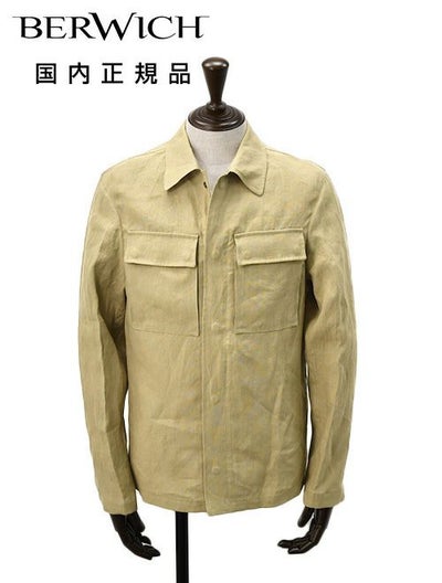 【preSALE!20%off】ベルウィッチBERWICHシャツアウターメンズワーカーマンモデルJWORKERMANワークブルソンリネンファブリックサンドベージュフラップ付き胸ポケットレギュラーフィット国内正規品でらでら公式ブランド