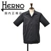 【preSALE!20%off】ヘルノHERNO開襟シャツメンズシアサッカーストレッチCM000012Uネイビー紺半袖シャツスマートシルエット胸ポケットブランドロゴプレート国内正規品でらでら公式ブランド