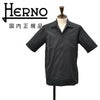 【preSALE!20%off】ヘルノHERNO開襟シャツメンズシアサッカーストレッチCM000012Uネイビー紺半袖シャツスマートシルエット胸ポケットブランドロゴプレート国内正規品でらでら公式ブランド
