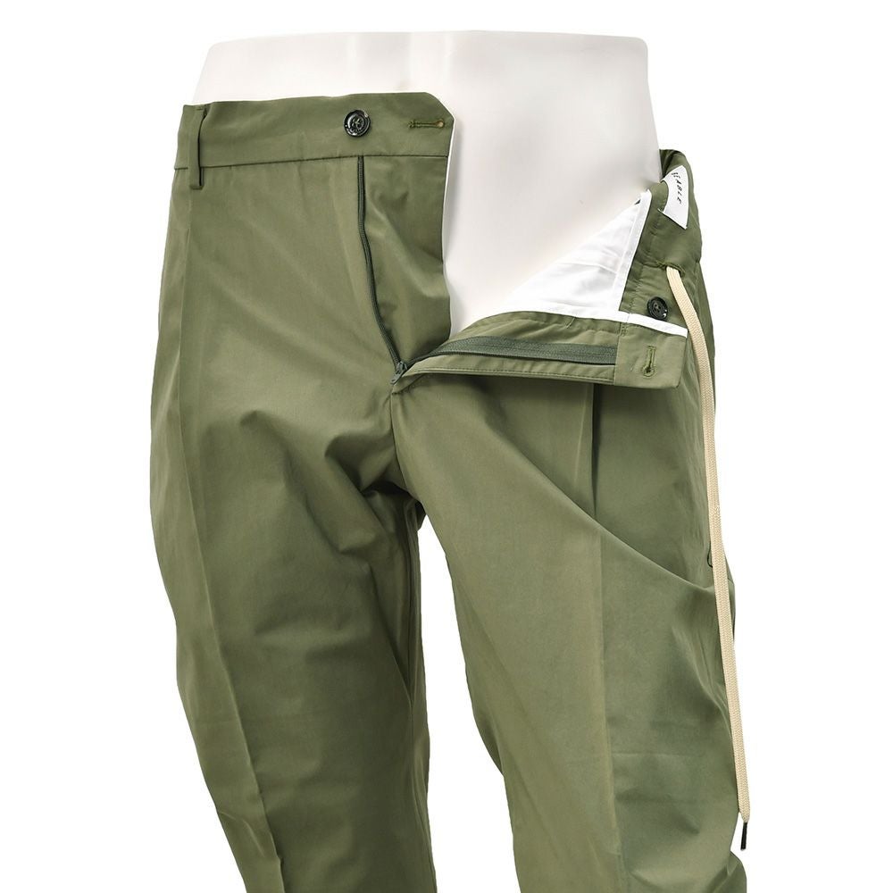 【preSALE!20%off】ビーエイブルBEABLEテーパードスラックスメンズ1プリーツパンツRICCARDOコットンストレッチオリーブバックシャーリング仕様ドローコードストレッチ国内正規品でらでら公式ブランド