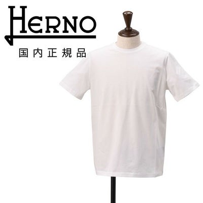 【ポイント8倍7/119:59まで】ヘルノHERNO半袖Tシャツメンズクルーネックカットソーコットンジャージー生地ホワイト白首裏プレートタグレギュラーフィット無地デザイン国内正規品でらでら公式ブランド