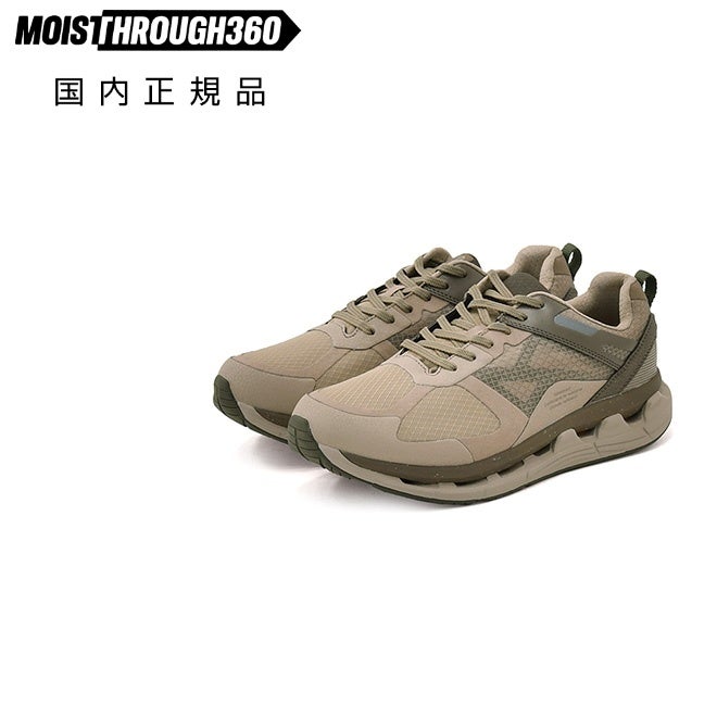 モイスルー360MOISTHROUGH360防水スニーカーメンズVENTIRISヴェンティリスリサイクルメッシュ素材ベージュ通気防水機能搭載レースアップシューズでらでら公式ブランド