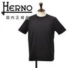 【ポイント8倍7/119:59まで】ヘルノHERNO半袖Tシャツメンズクルーネックカットソーコットンジャージー生地ブラック黒首裏プレートタグレギュラーフィット無地デザイン国内正規品でらでら公式ブランド