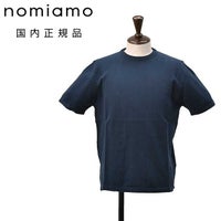 ノミアモnomiamoニットTシャツメンズクルーネック仕様ショートスリーブ12ゲージコットンネイビー紺ハイゲージレギュラーシルエット裾スリットイタリア製国内正規品でらでら公式ブランド