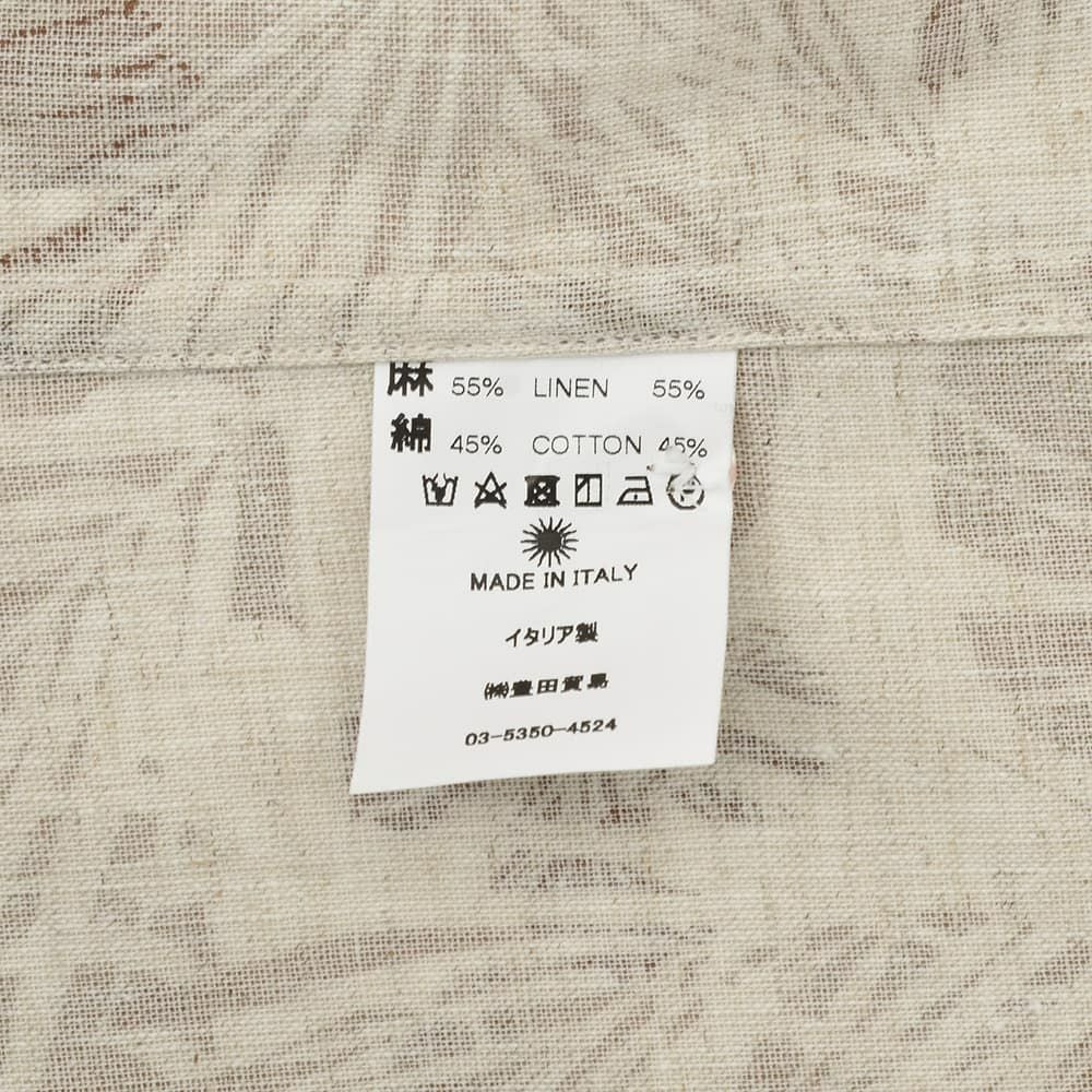 ジャンネットGIANNETTO半袖開襟シャツメンズMARACAIBOマラカイボオープンカラーベージュ×ブラウンリネンコットン生地ボタニカル柄アロハシャツイタリア製国内正規品でらでら公式ブランド