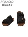 ボサボBOSABOハラコサンダルメンズスリッポンタイプダブルモンクストラップ427CUIRPOILCOURTSモデルブラック黒ラバー&コルクソールフラット式国内正規品でらでら公式ブランド