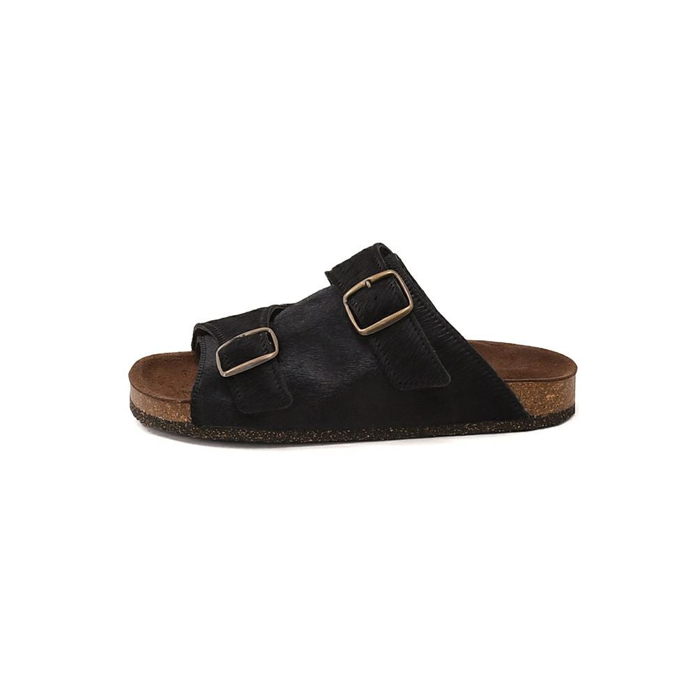 ボサボBOSABOハラコサンダルメンズスリッポンタイプダブルモンクストラップ427CUIRPOILCOURTSモデルブラック黒ラバー&コルクソールフラット式国内正規品でらでら公式ブランド