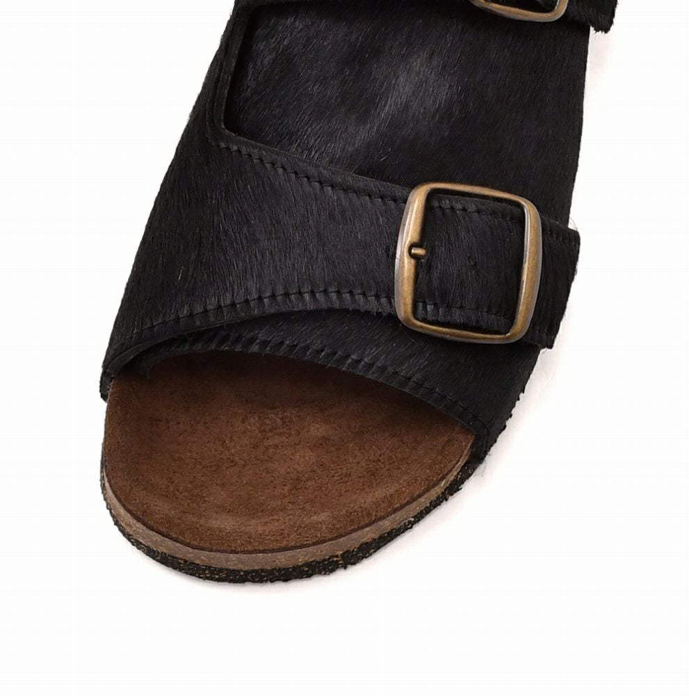 ボサボBOSABOハラコサンダルメンズスリッポンタイプダブルモンクストラップ427CUIRPOILCOURTSモデルブラック黒ラバー&コルクソールフラット式国内正規品でらでら公式ブランド