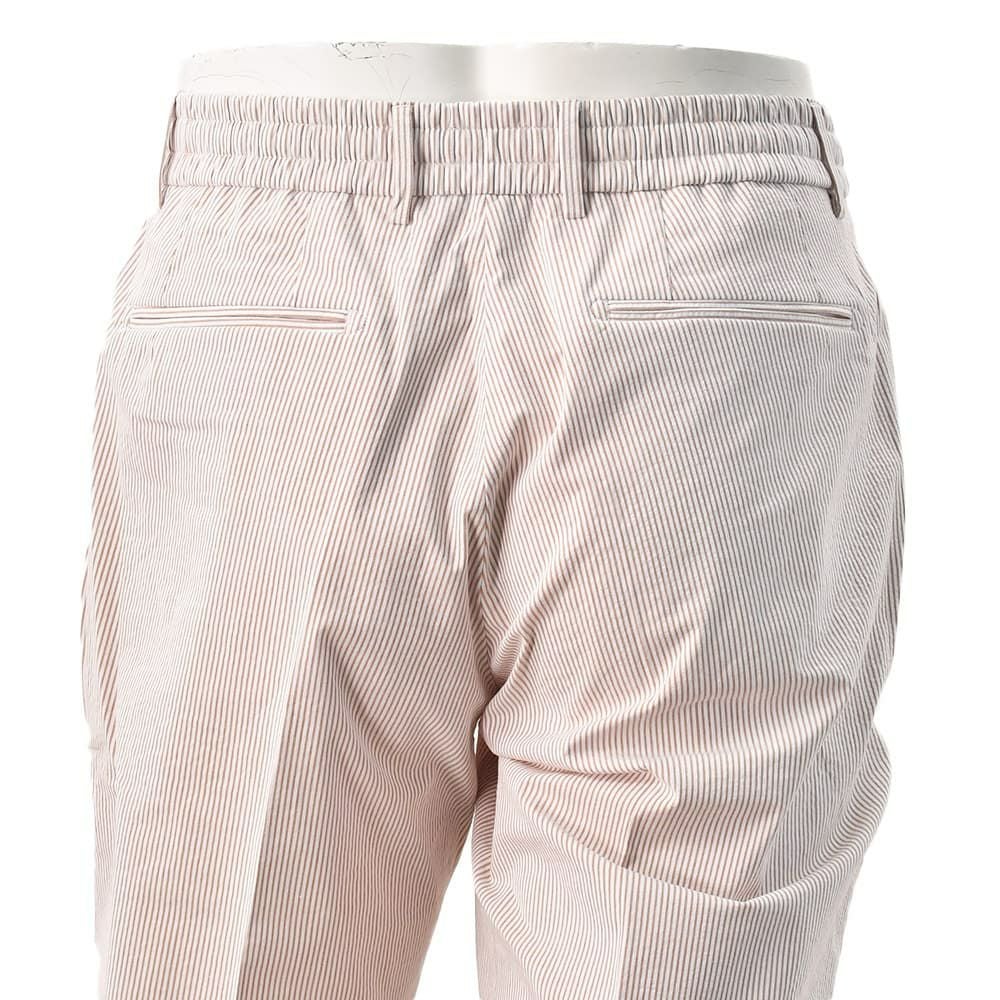 ベルウィッチBERWICHイージースラックスメンズジムモデルSAKE1PGYMテーパードパンツコードレン生地ブラウン×ホワイトストライプ柄ゴムウエスト&ドローコード仕様国内正規品でらでら公式ブランド