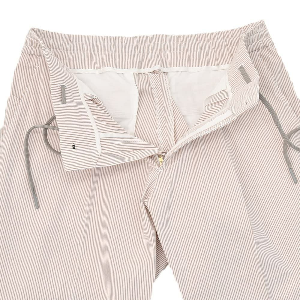 ベルウィッチBERWICHイージースラックスメンズジムモデルSAKE1PGYMテーパードパンツコードレン生地ブラウン×ホワイトストライプ柄ゴムウエスト&ドローコード仕様国内正規品でらでら公式ブランド