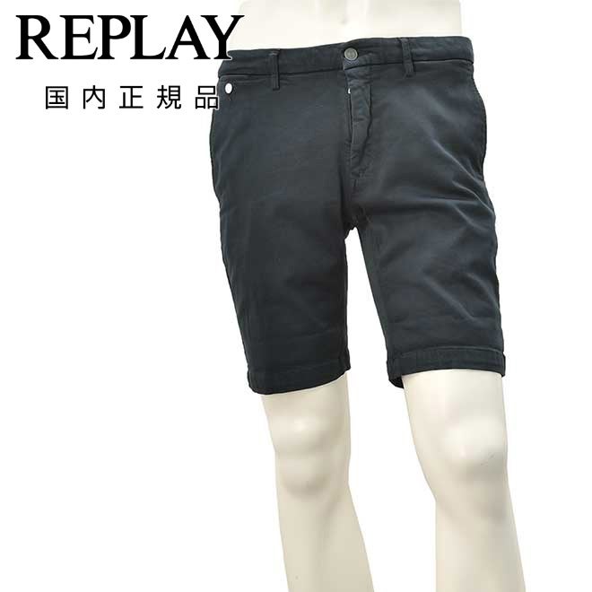 リプレイREPLAYショートパンツメンズストレッチハーフパンツHYPERFLEXハイパーフレックスネイビー紺BENNISHORTベニーショートレギュラーフィット10.5オンス国内正規品でらでら公式ブランド
