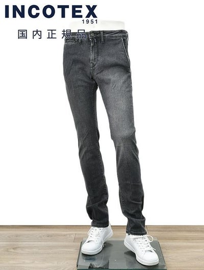 【preSALE!20%off】インコテックスブルーディヴィジョンINCOTEXBLUEDIVISIONデニムスラックスメンズストレッチジーンズブラックウォッシュスリムテーパードレザーバックパッチ国内正規品でらでら公式ブランド