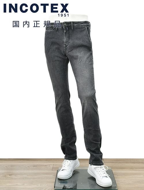 【preSALE!20%off】インコテックスブルーディヴィジョンINCOTEXBLUEDIVISIONデニムスラックスメンズストレッチジーンズブラックウォッシュスリムテーパードレザーバックパッチ国内正規品でらでら公式ブランド