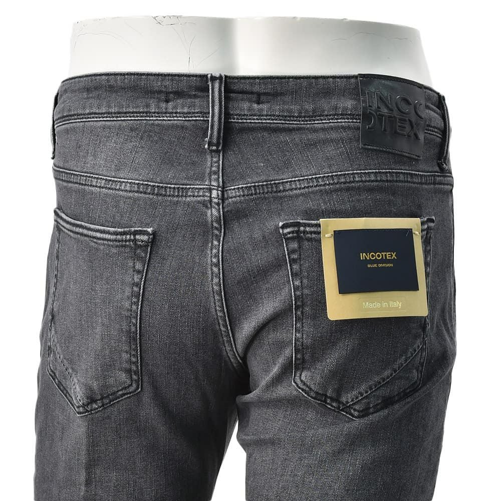 【preSALE!20%off】インコテックスブルーディヴィジョンINCOTEXBLUEDIVISIONデニムスラックスメンズストレッチジーンズブラックウォッシュスリムテーパードレザーバックパッチ国内正規品でらでら公式ブランド