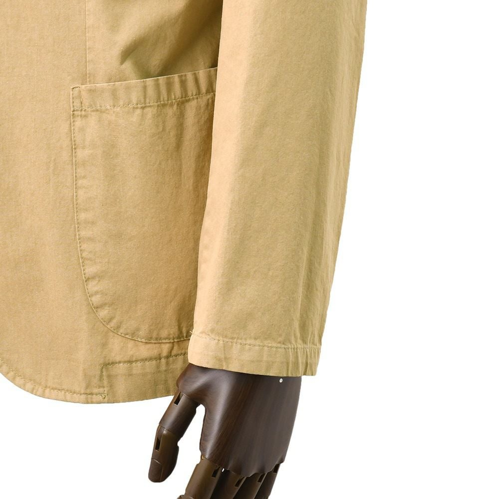 【preSALE!20%off】ジャンネットGIANNETTOシャツジャケットメンズ薄手シャンブレー生地CORALLOコラッロシリーズシングル2つ釦コットンストレッチブラウンベージュラペルピン背抜き仕様イタリア製国内正規品でらでら公式ブランド