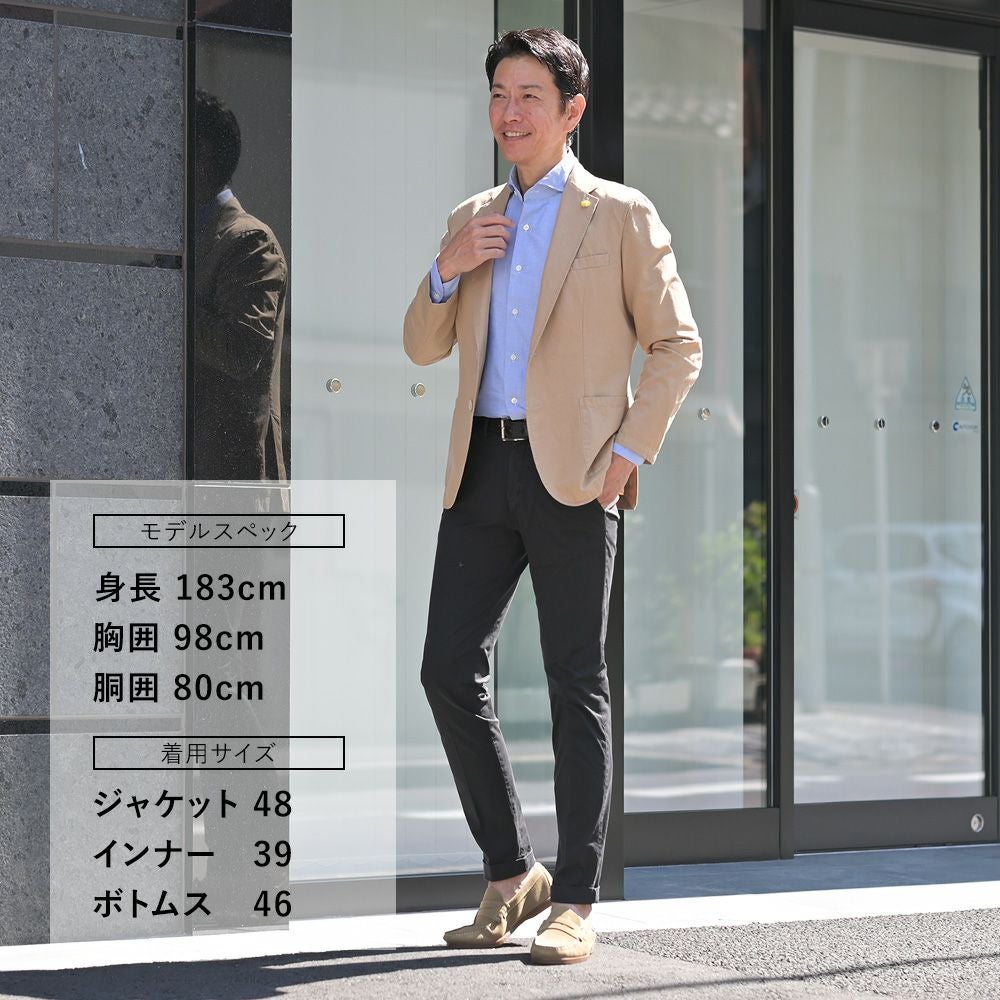 【preSALE!20%off】ジャンネットGIANNETTOシャツジャケットメンズ薄手シャンブレー生地CORALLOコラッロシリーズシングル2つ釦コットンストレッチブラウンベージュラペルピン背抜き仕様イタリア製国内正規品でらでら公式ブランド