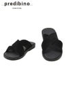 プレディビーノPREDIBINOスリッパ型サンダルメンズスエードレザークロスデザイン1730モデルブラック黒レザーソールフットベッド仕様イタリア製でらでら公式ブランド