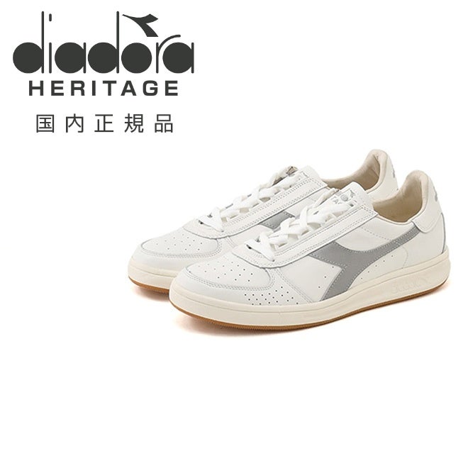 ディアドラヘリテージDIADORAHERITAGEレザーシューズメンズスニーカービーエリート84B.ELITE84カーフレザーホワイト×シルバーラバーソールレースアップ国内正規品でらでら公式ブランド