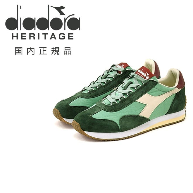 ディアドラヘリテージDIADORAHERITAGEスニーカーメンズローカットシューズエキップEQUIPECANVASSWEVOキャンバス×スエードライトグリーン×グリーンラバーソール国内正規品でらでら公式ブランド