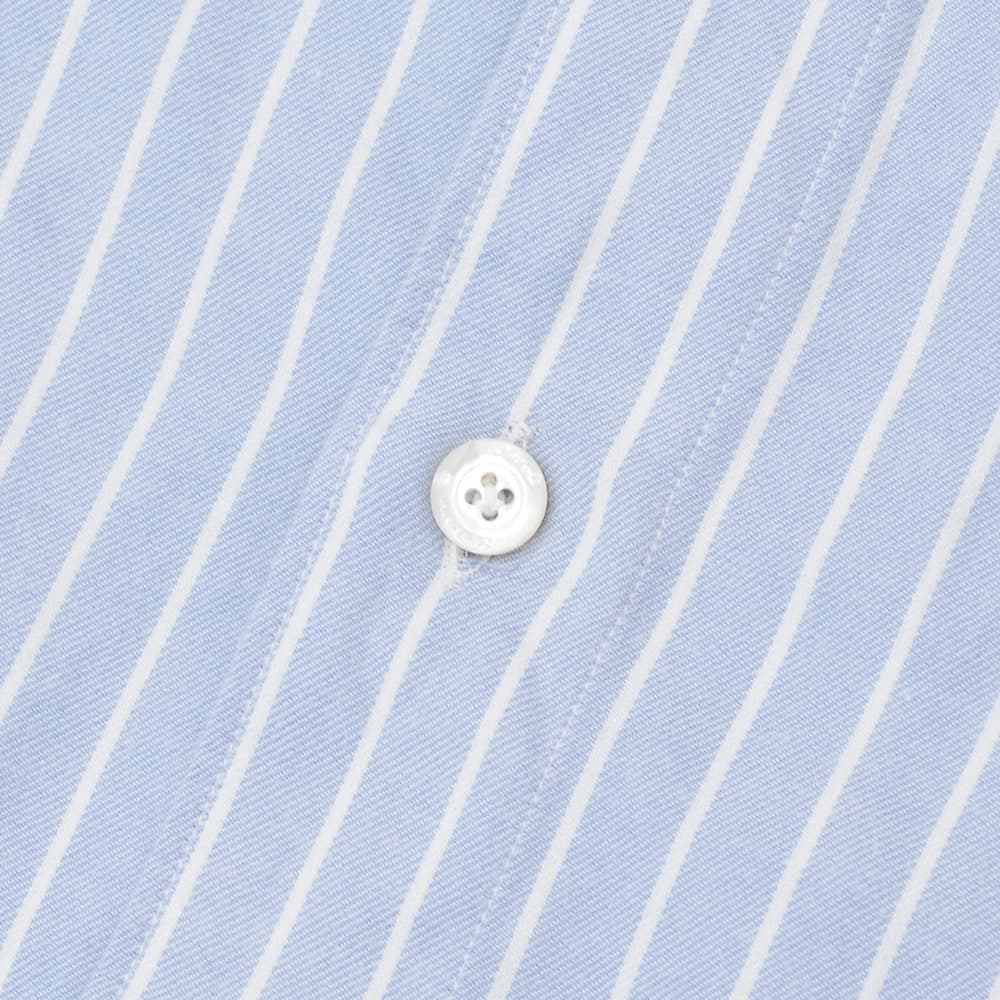 フィナモレFinamore長袖カジュアルシャツメンズSIMONEシモーネコットン生地サックスブルーストライプブランドロゴ入り貝釦製品洗いカッタウェイ襟国内正規品でらでら公式ブランド